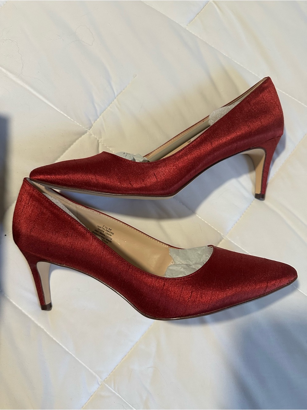 Nine West Burgundy Satin Pointed Toe Pumps